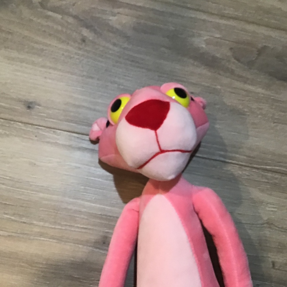 A pink panther teddy bear